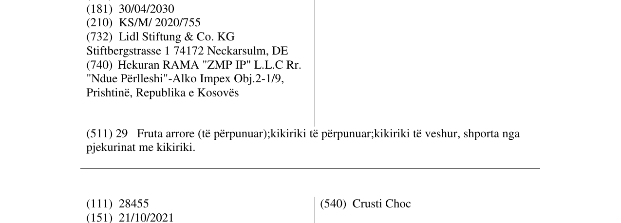 Zëri i markës Cruspies në buletin