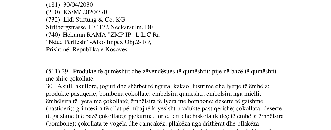 Zëri i markës Coeur d'or në buletin