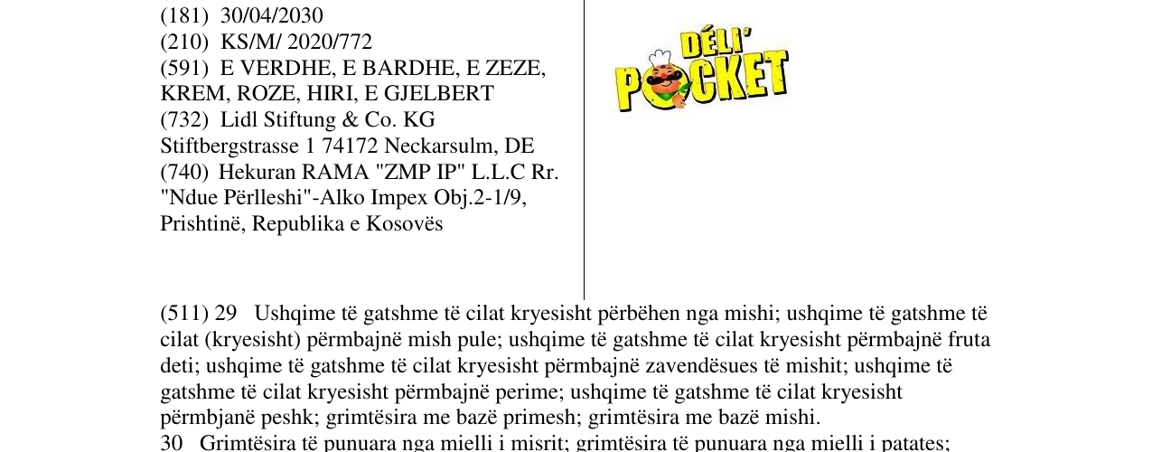 Zëri i markës DELI POCKET në buletin