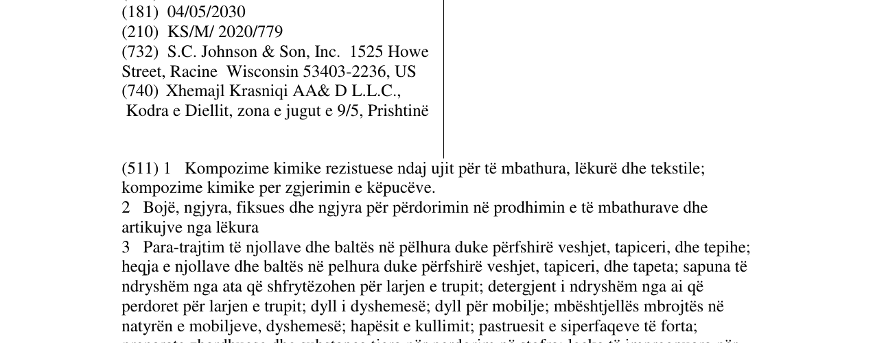 Zëri i markës SC JOHNSON A FAMILY COMPANY në buletin