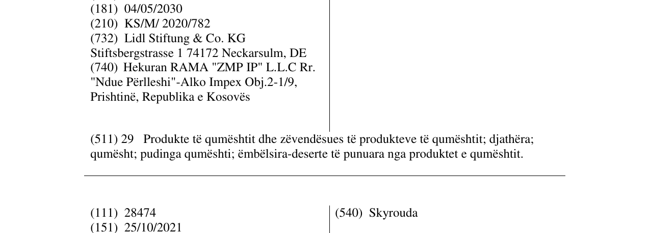 Zëri i markës Skyrella në buletin
