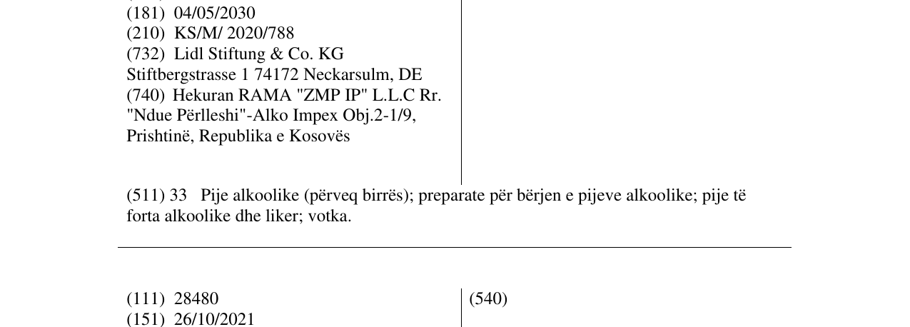 Zëri i markës Korol në buletin