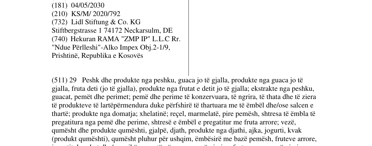 Zëri i markës Duc de Coeur në buletin