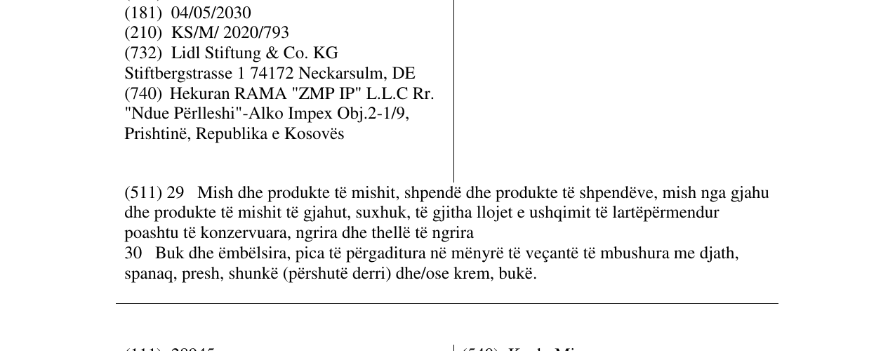Zëri i markës Kardis në buletin