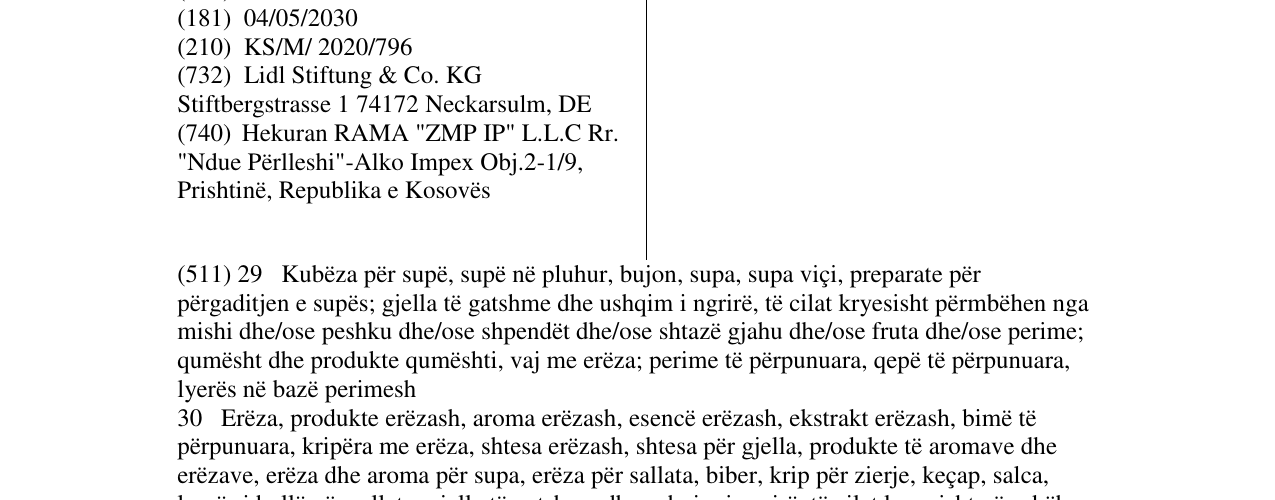 Zëri i markës Kania në buletin