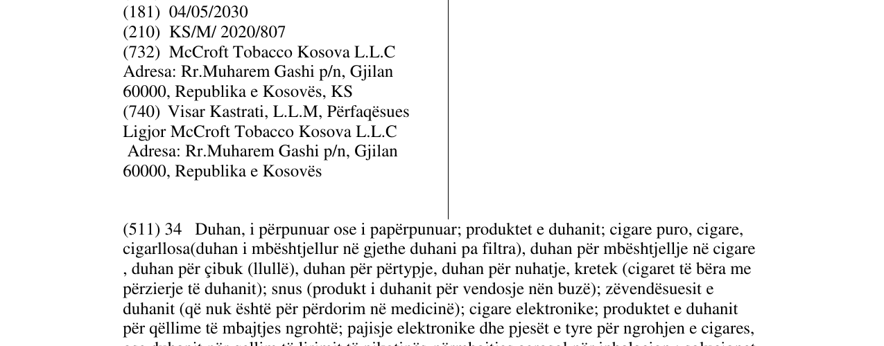 Zëri i markës MONARCH në buletin