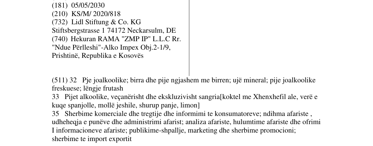 Zëri i markës Solegria në buletin