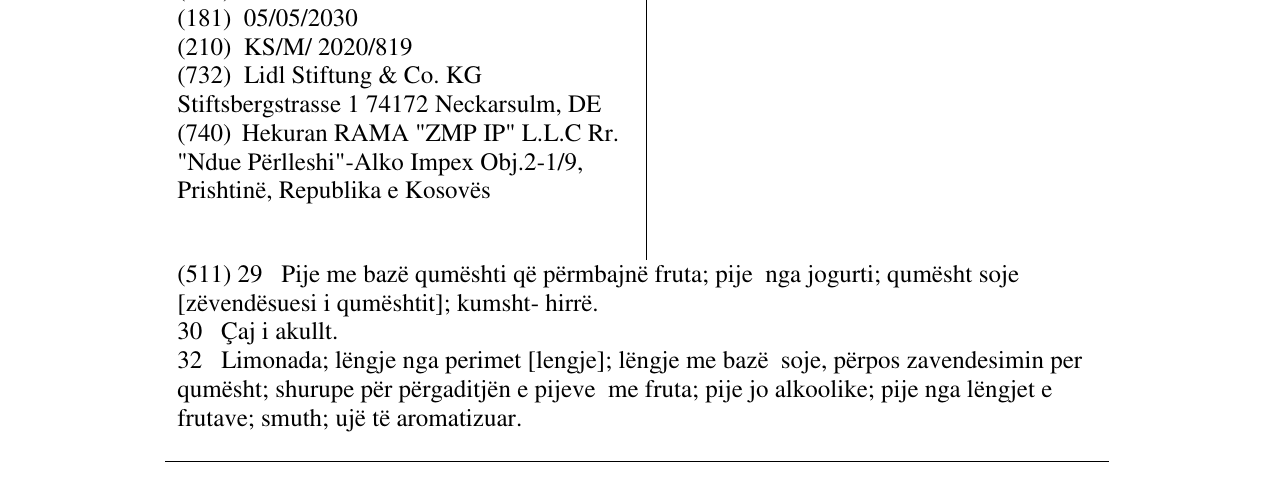Zëri i markës Solevita në buletin