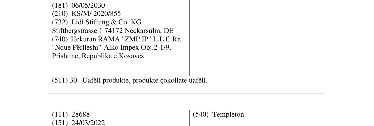 Zëri i markës Tastino Roger në buletin