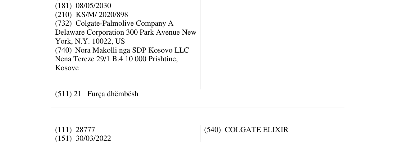 Zëri i markës COLGATE LINK në buletin