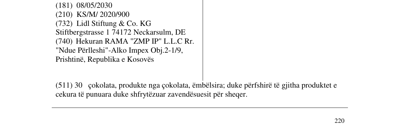 Zëri i markës Fin Carré në buletin