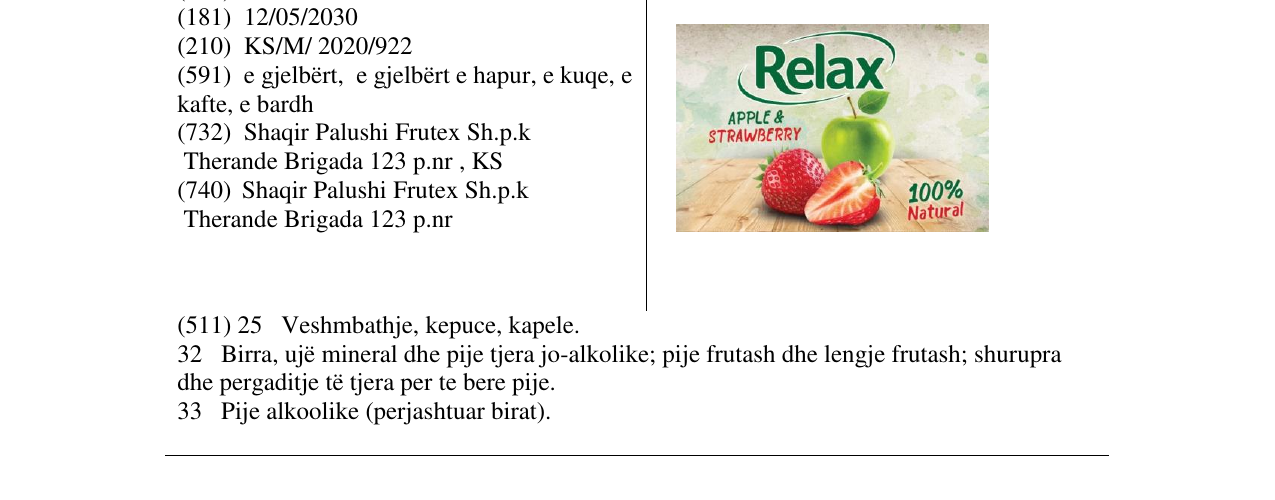 Zëri i markës relax apple & strawberry në buletin