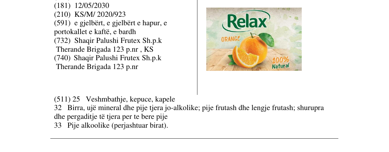 Zëri i markës RELAX ORANGE në buletin