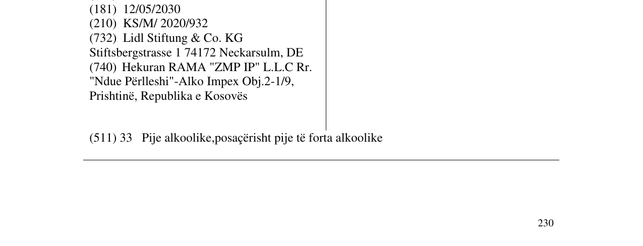 The entry of the trademark Zünftler in the bulletin