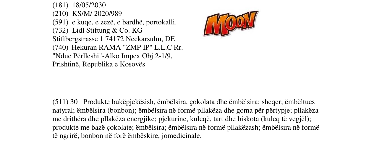 Zëri i markës MOON në buletin