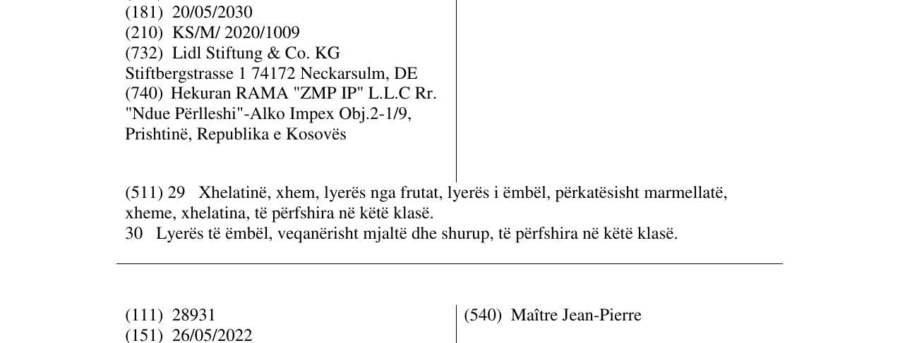 Zëri i markës Maribel në buletin