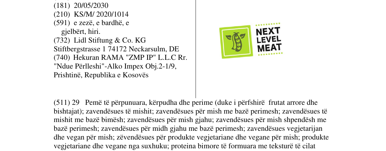 Zëri i markës NEXT LEVEL MEAT në buletin