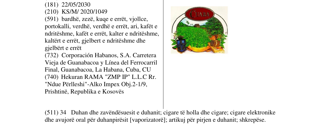 Zëri i markës CUBA në buletin