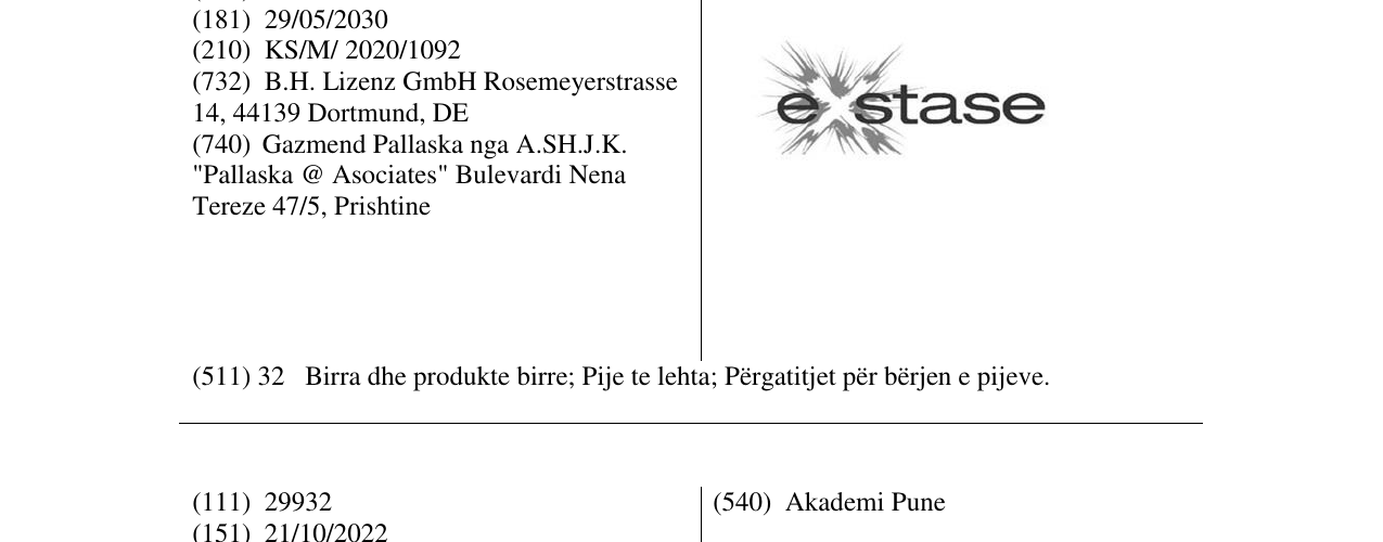 Zëri i markës exstase në buletin