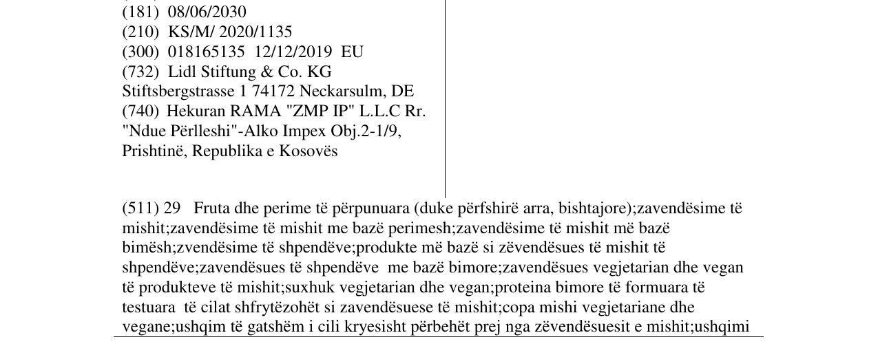 Zëri i markës VEGAN LEVEL FOOD në buletin