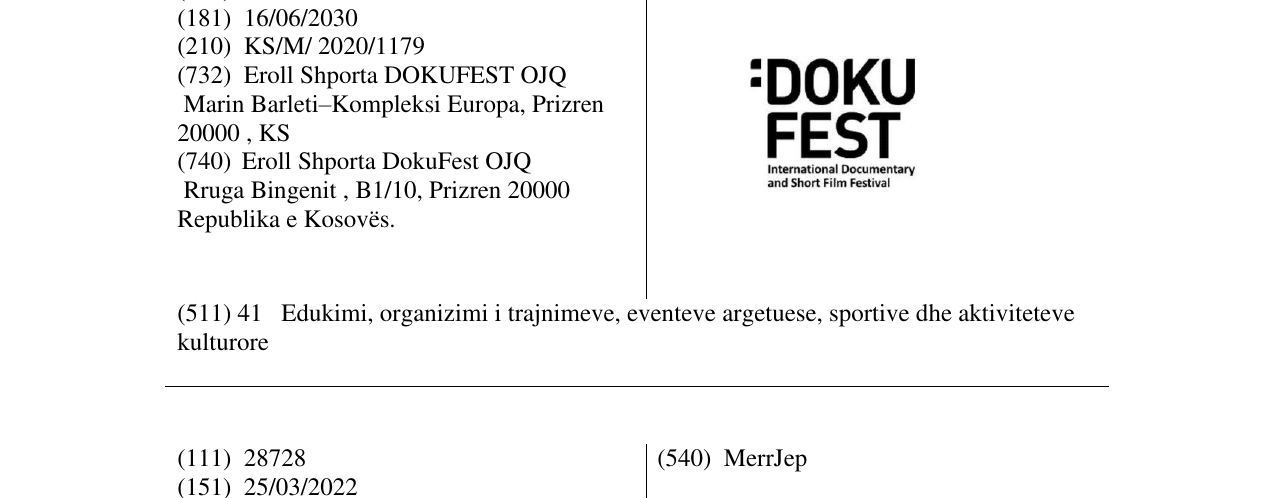 Zëri i markës DOKU FEST në buletin