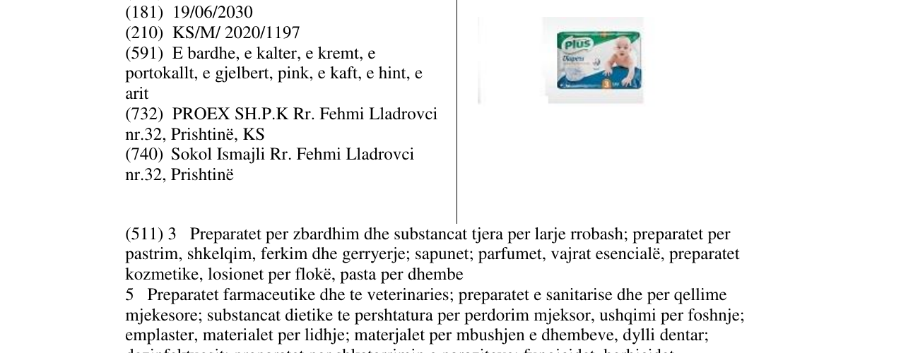 Zëri i markës PLUS DIAPERS në buletin