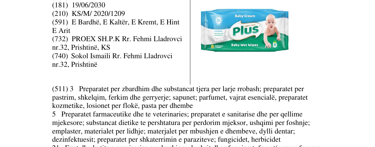 Zëri i markës baby cream plus në buletin