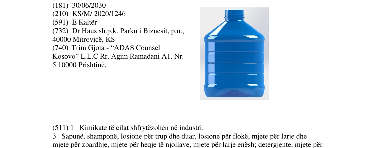 Zëri i markës SHISHE 3D me tri vija në buletin