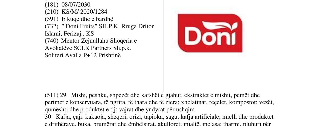 Zëri i markës DONI në buletin