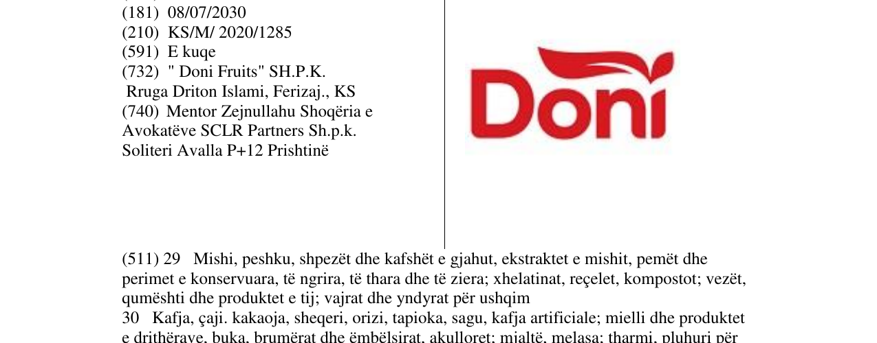 Zëri i markës DONI në buletin