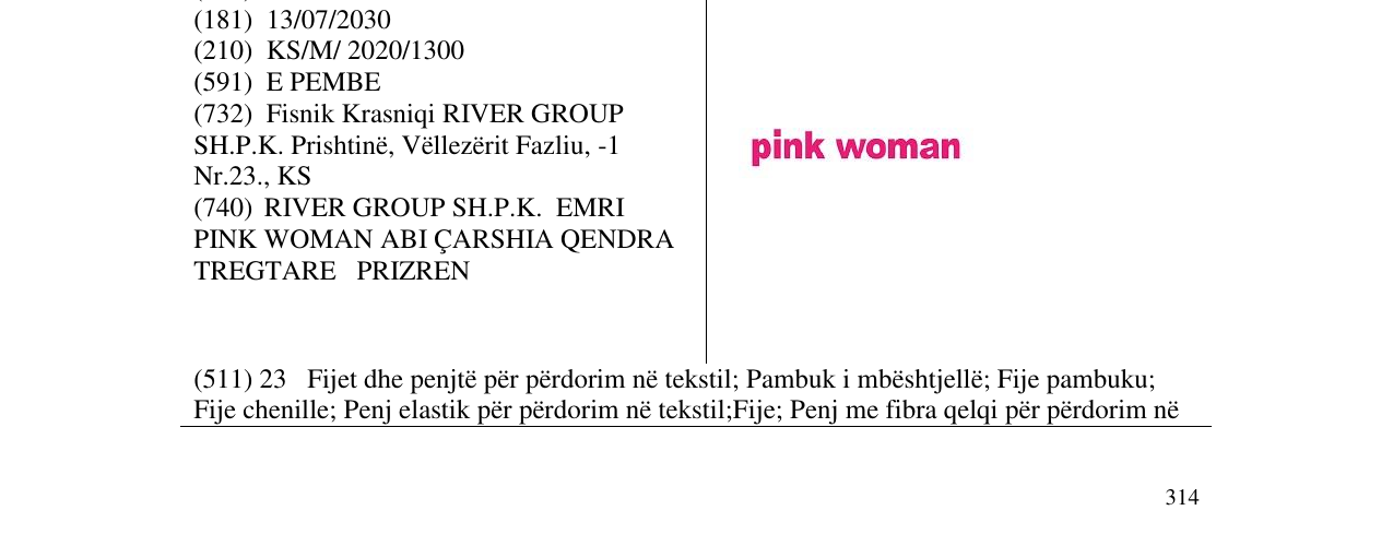 Zëri i markës Pink woman në buletin