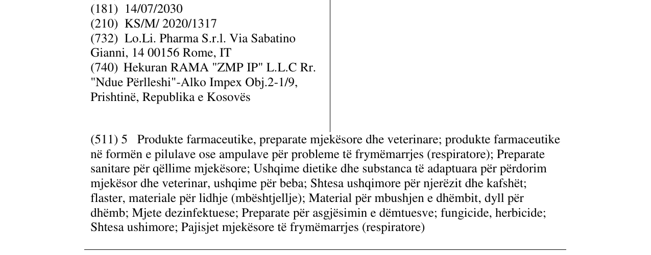 Zëri i markës EUSITOL në buletin