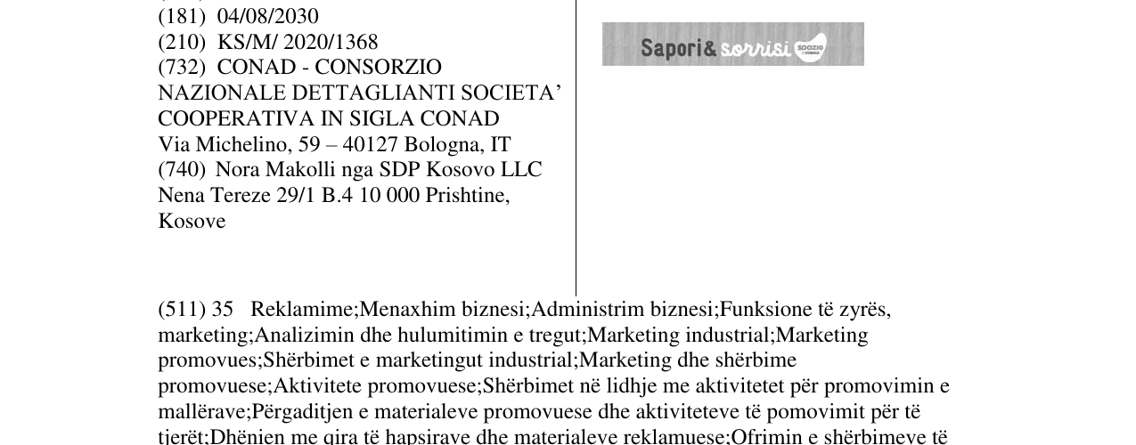 Zëri i markës Sapori & sorrisi në buletin