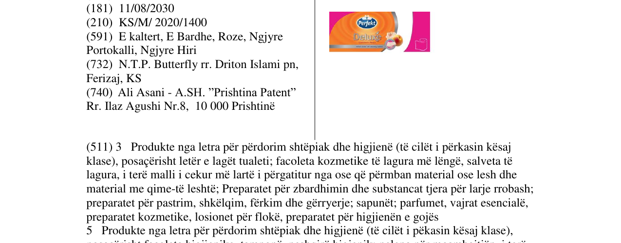 Zëri i markës Perfekt Deluxe në buletin