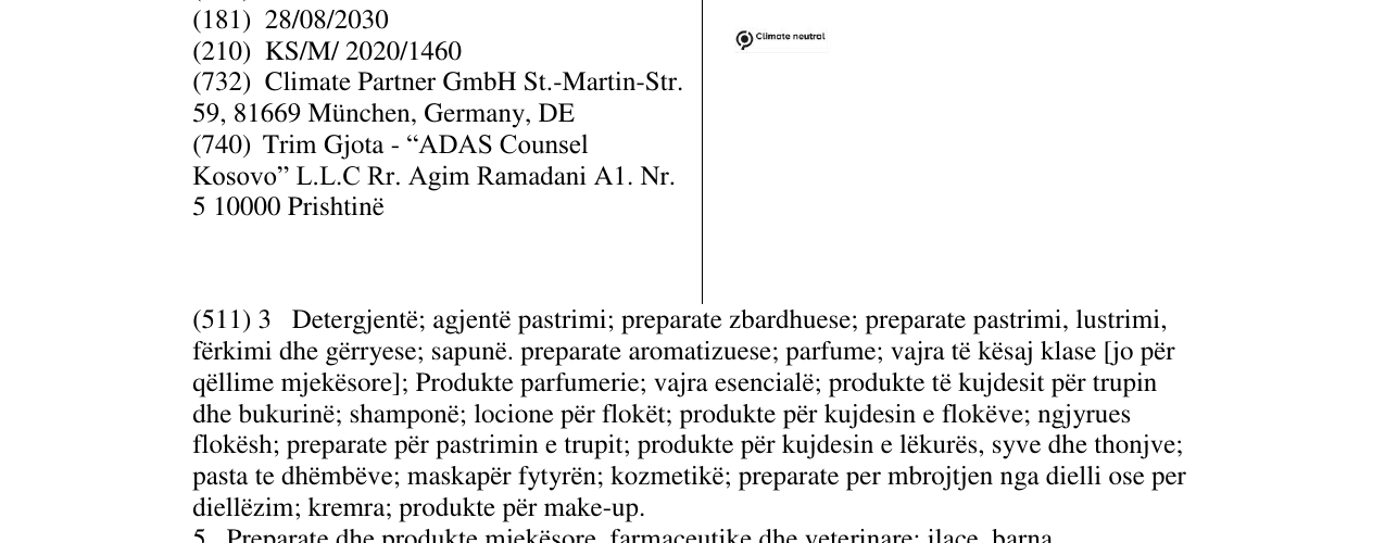 Zëri i markës Climate neutral në buletin