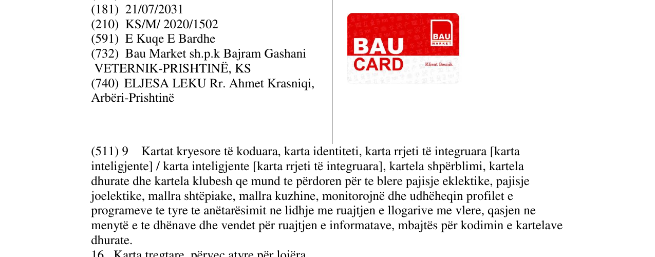 Zëri i markës BAU CARD në buletin
