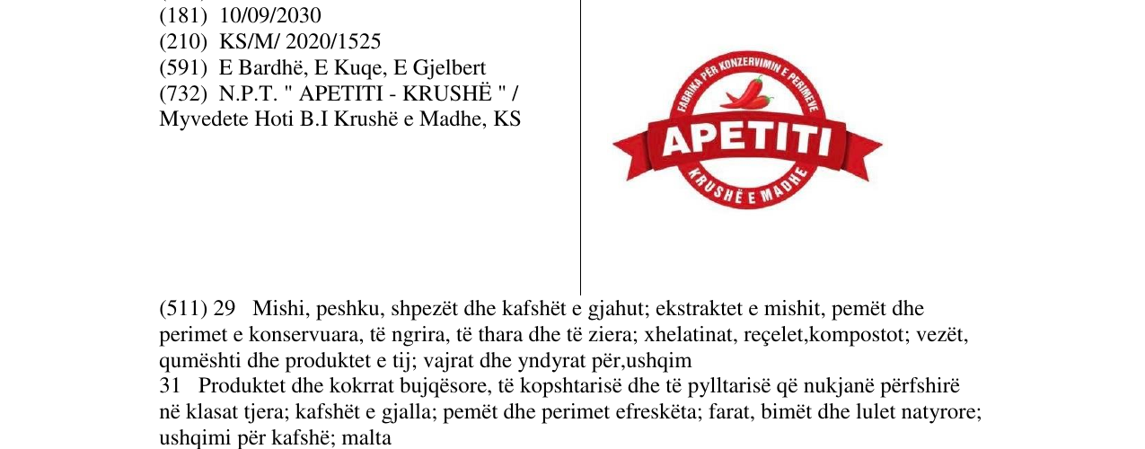 Zëri i markës APETITI në buletin