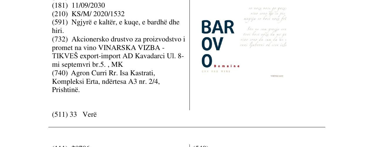 Zëri i markës BAROVO në buletin