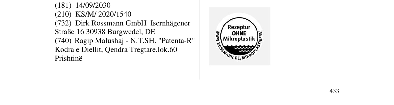 Zëri i markës REZEPTUR OHNE MIKROPLASTIK në buletin
