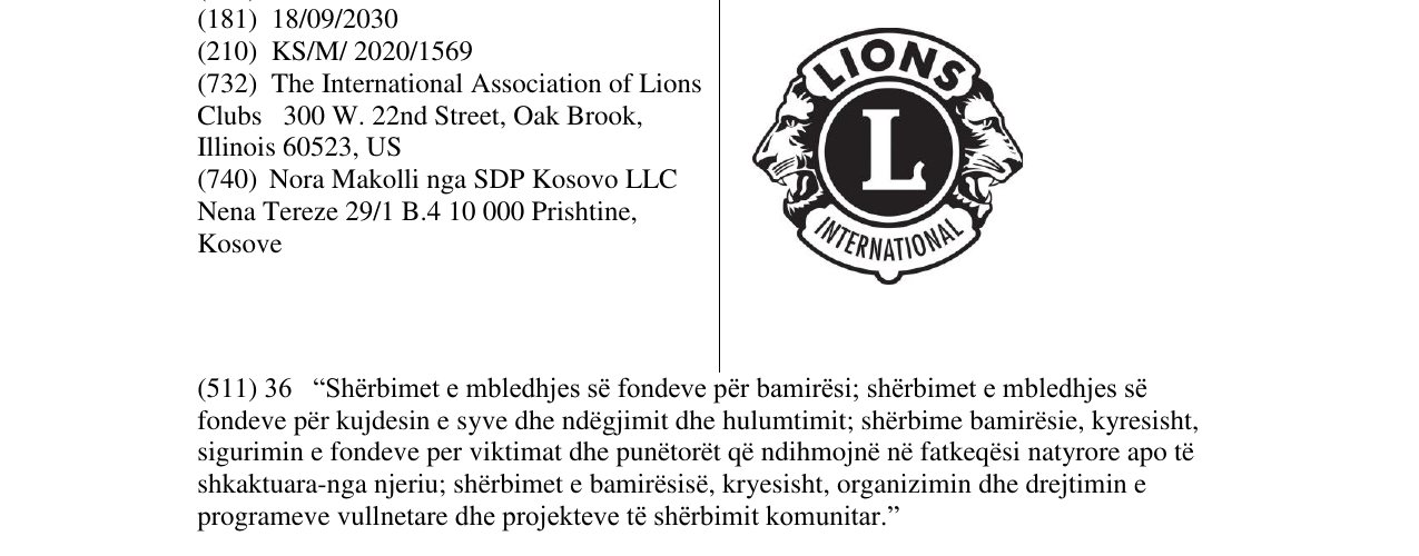 Zëri i markës LIONS L INTERNATIONAL në buletin