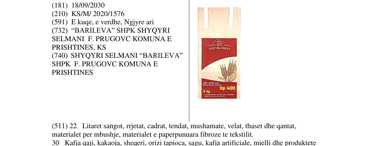 Zëri i markës BARILEVA në buletin