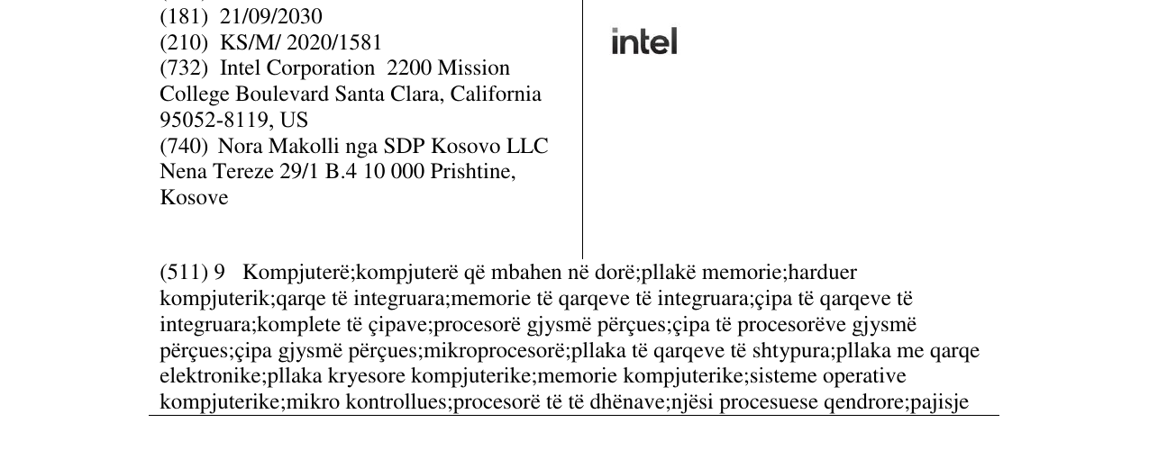 Zëri i markës intel në buletin