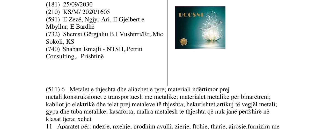 Zëri i markës BOSSNI në buletin