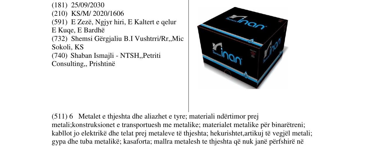 Zëri i markës INAN në buletin
