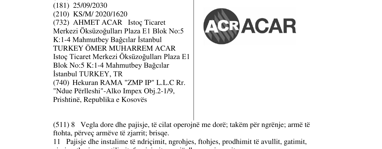 Zëri i markës ACR ACAR në buletin