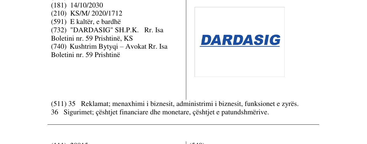 Zëri i markës DARDASIG në buletin