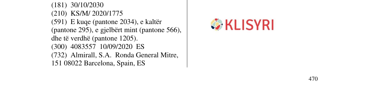 Zëri i markës KLISYRI në buletin