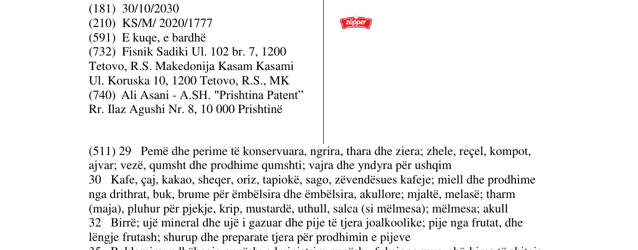 Zëri i markës zöpper në buletin