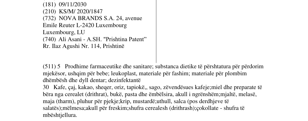 Zëri i markës NOVAMIL në buletin