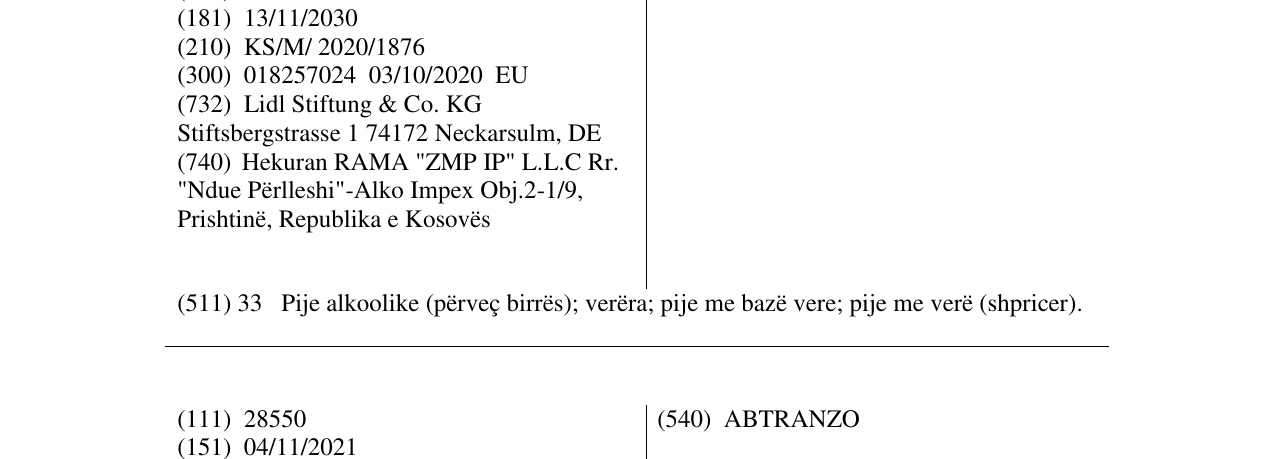 Zëri i markës Croix de Ceyssac në buletin